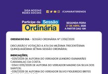 Participe da Sessão Ordinária do dia 27/04/2026