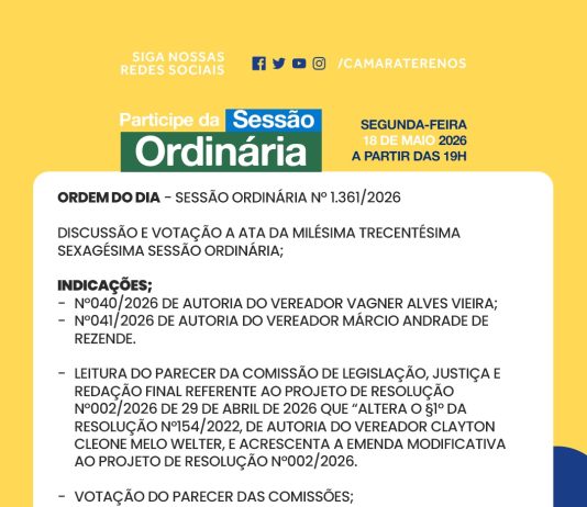 Participe da Sessão Ordinária do dia 18/05/2026