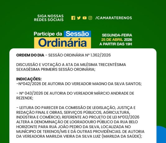 Participe da Sessão Ordinária do dia 25/05/2026