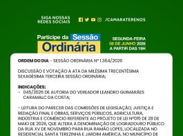 Participe da Sessão Ordinária do dia 08/06/2026