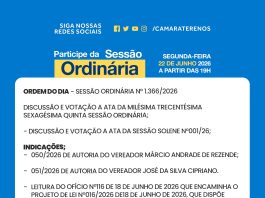 Participe da Sessão Ordinária do dia 22/06/2026