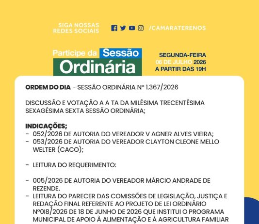 Participe da Sessão Ordinária do dia 06/07/2026