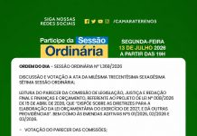 Participe das Sessões Ordinária e Extraordinária do dia 13/07/2026