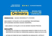 Participe da Sessão Ordinária do dia 31/08/2026
