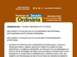 Participe da Sessão Ordinária do dia 05/10/2026