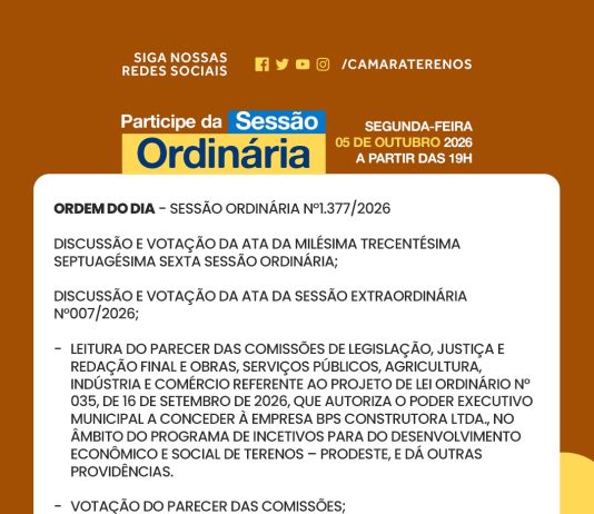 Participe da Sessão Ordinária do dia 05/10/2026