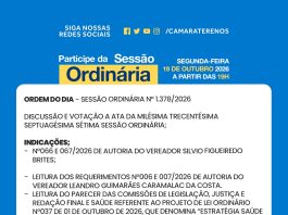 Participe da Sessão Ordinária do dia 19/10/2026