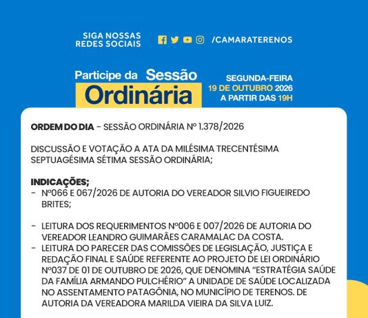 Participe da Sessão Ordinária do dia 19/10/2026
